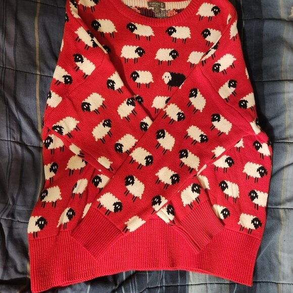Cupcake Clothing Ltd Sheep Sweater  Red / Black Sheep Inspired by Princess XL - Picture 1 of 5